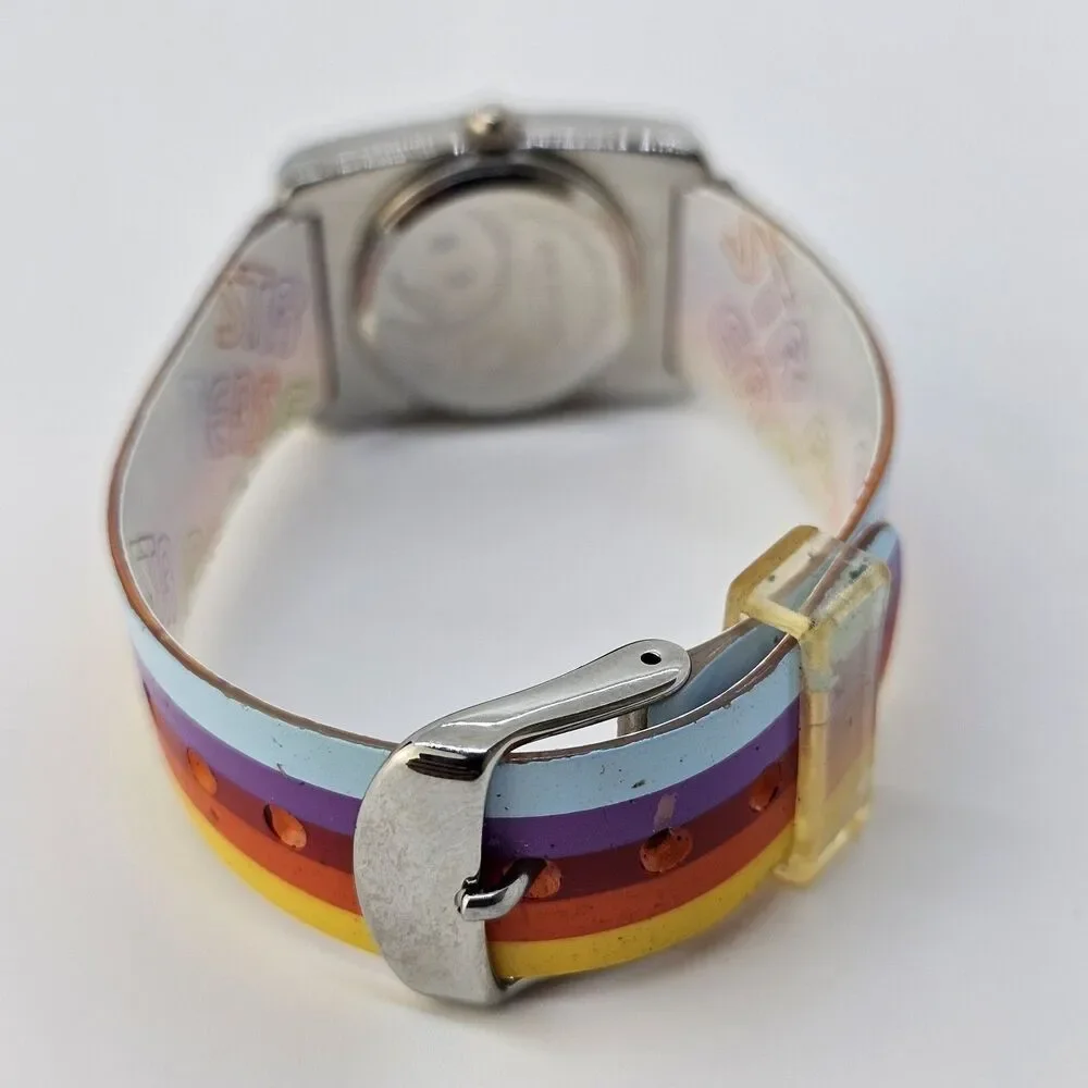 VTG Joe‎ Boxer Women's Watch 24MM Smiley Face Rainbow Plastic Bands New Battery